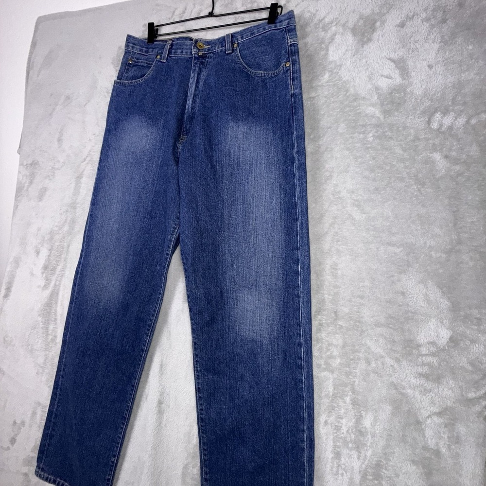 Nautica Jeans Co Mens 36x34 Blue Dark Wash Cotton Relaxed Baggy Denim - Picture 3 of 16